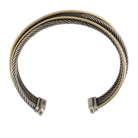 DAVID YURMAN TWO -TONE 18K YELLOW GOLD & STERLING SILVER CUFF BRACELET - Picture 4 of 4